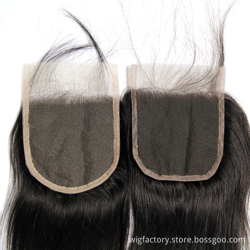 Raw Indian virgin human hair 4x4 transparent swiss lace closure, thin swiss transparent lace closures